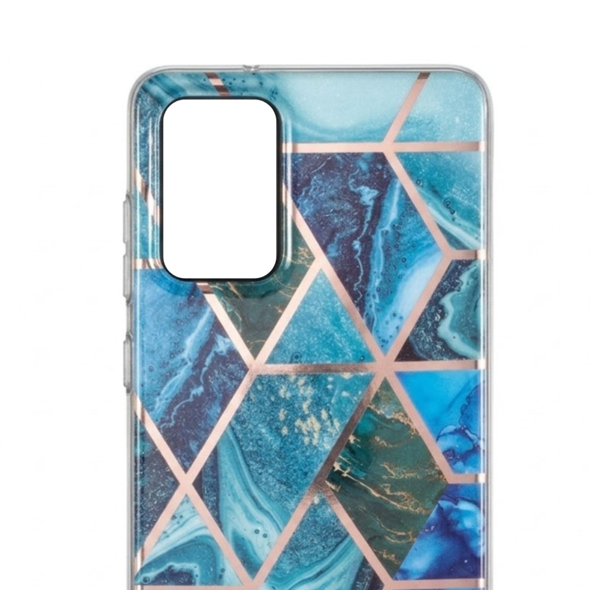 Husa protectie Flippy compatibila cu Samsung Galaxy A72 Soft IMD TPU Marble Geometric Albastru
