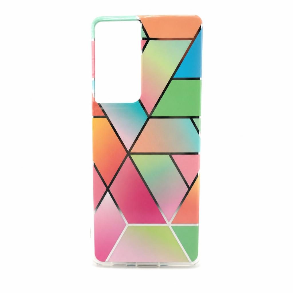 Husa Samsung Galaxy S21 Ultra, Soft IMD TPU Marble Geometric, Roz