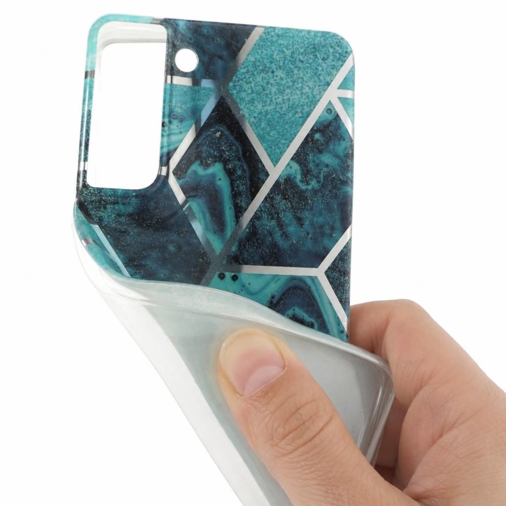 Husa protectie Flippy compatibila cu Samsung Galaxy S21 5G Soft IMD TPU Marble Geometric Albastru