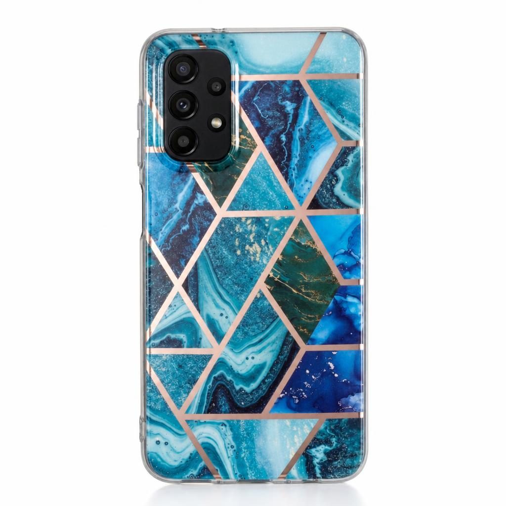 Husa protectie compatibila cu Samsung Galaxy A32 5G Soft IMD TPU Marble Geometric Albastru
