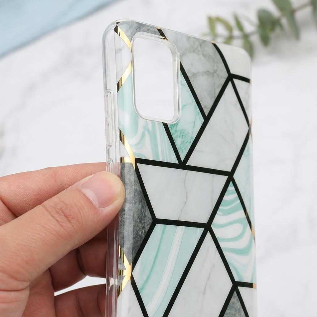 Husa protectie pentru Samsung A71 Soft IMD TPU Marble Geometric Verde