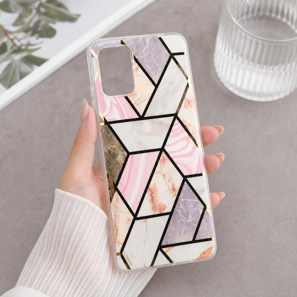 Husa protectie pentru Samsung A71 Soft IMD TPU Marble Geometric Verde