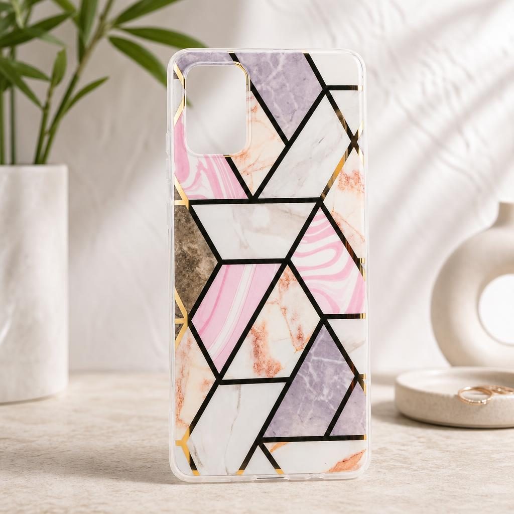 Husa protectie pentru Samsung A71 Soft IMD TPU Marble Geometric Verde