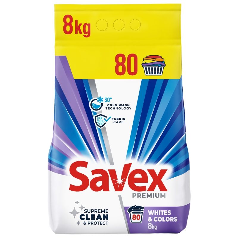 Detergent Automat pentru Rufe, SAVEX, 2 in 1 Whites Colors, 8 kg 1