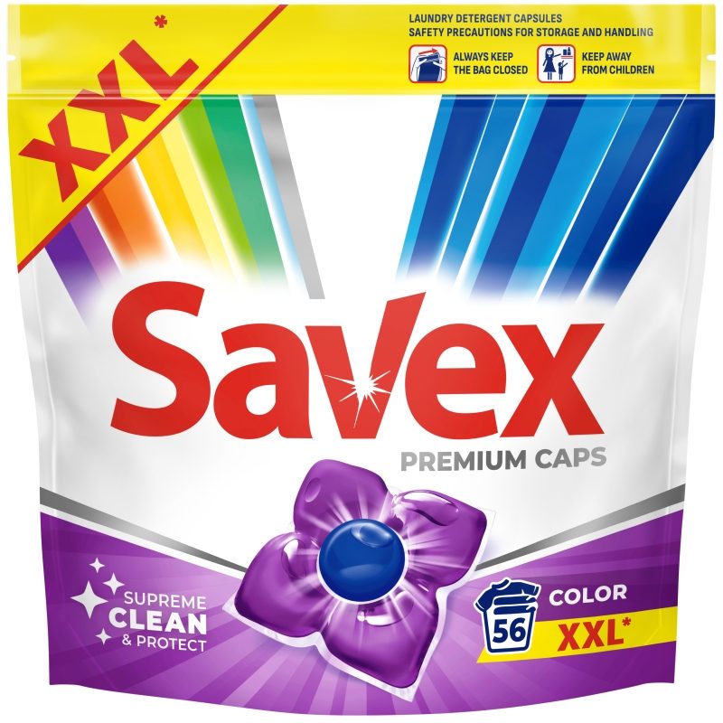 Detergent Capsule pentru Rufe, SAVEX, Color, Set 56 Bucati 1