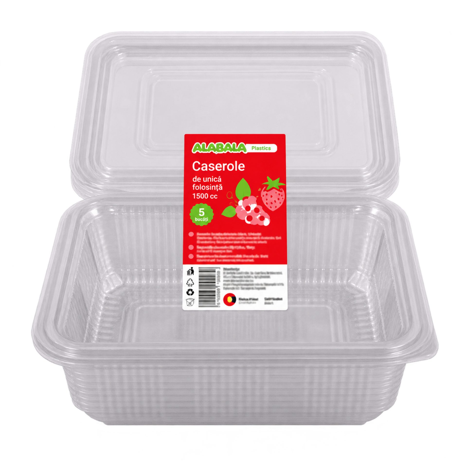 Caserola RPET cu capac 1500cc 5/set - Imagine
