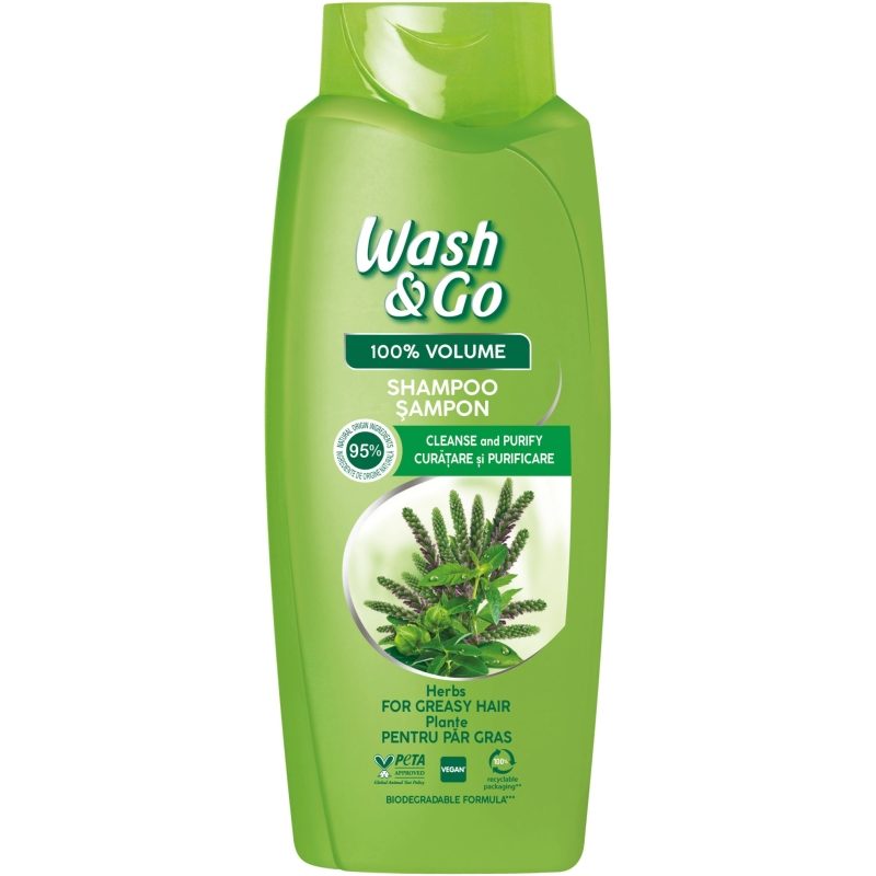 Sampon WASH&GO Herbs 675 ml pentru p?r fragil