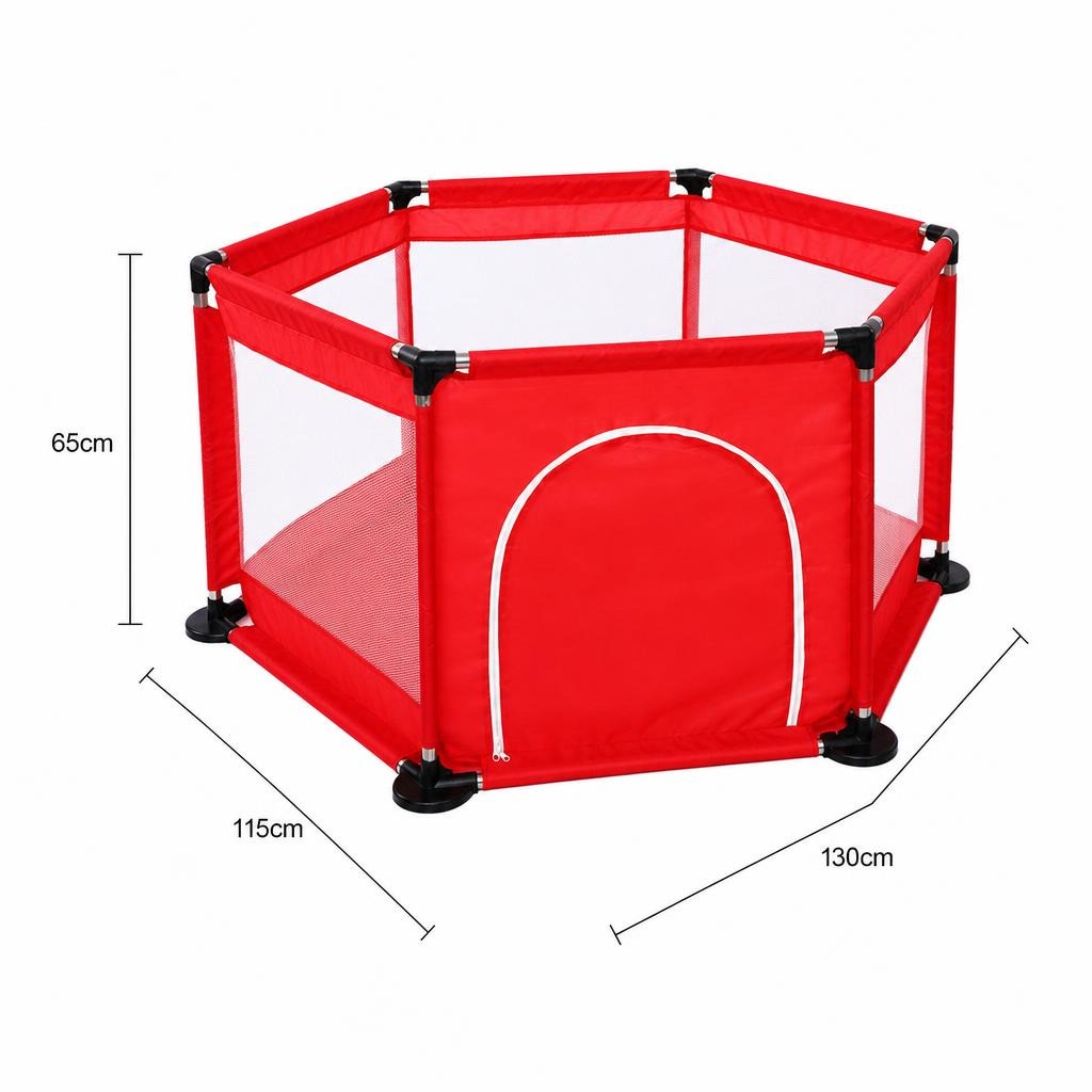 Tarc de Joaca si Siguranta pentru Copii DNT-104, , Dimensiuni 130 x 115 x 65 cm, Structura de Protectie pentru Interior, Rosu 4