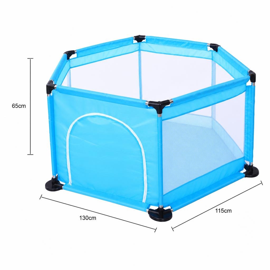 Tarc de Joaca si Siguranta pentru Copii DNT-104, , Dimensiuni 130 x 115 x 65 cm, Structura de Protectie pentru Interior, Albastru 3