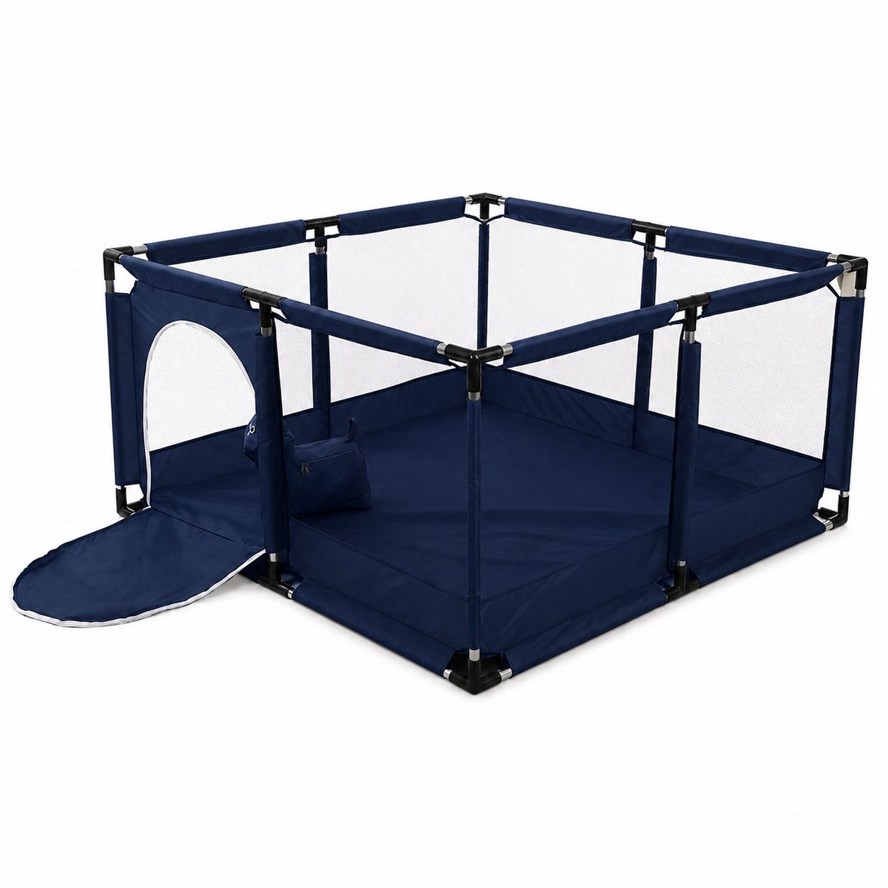 Tarc de Joaca pentru Copii DNT-106, , Model Spatiu Fotbal, 126 x 126 x 65 cm, Structura de Protectie pentru Interior, ABS si Poliester rezistent, Albastru marin