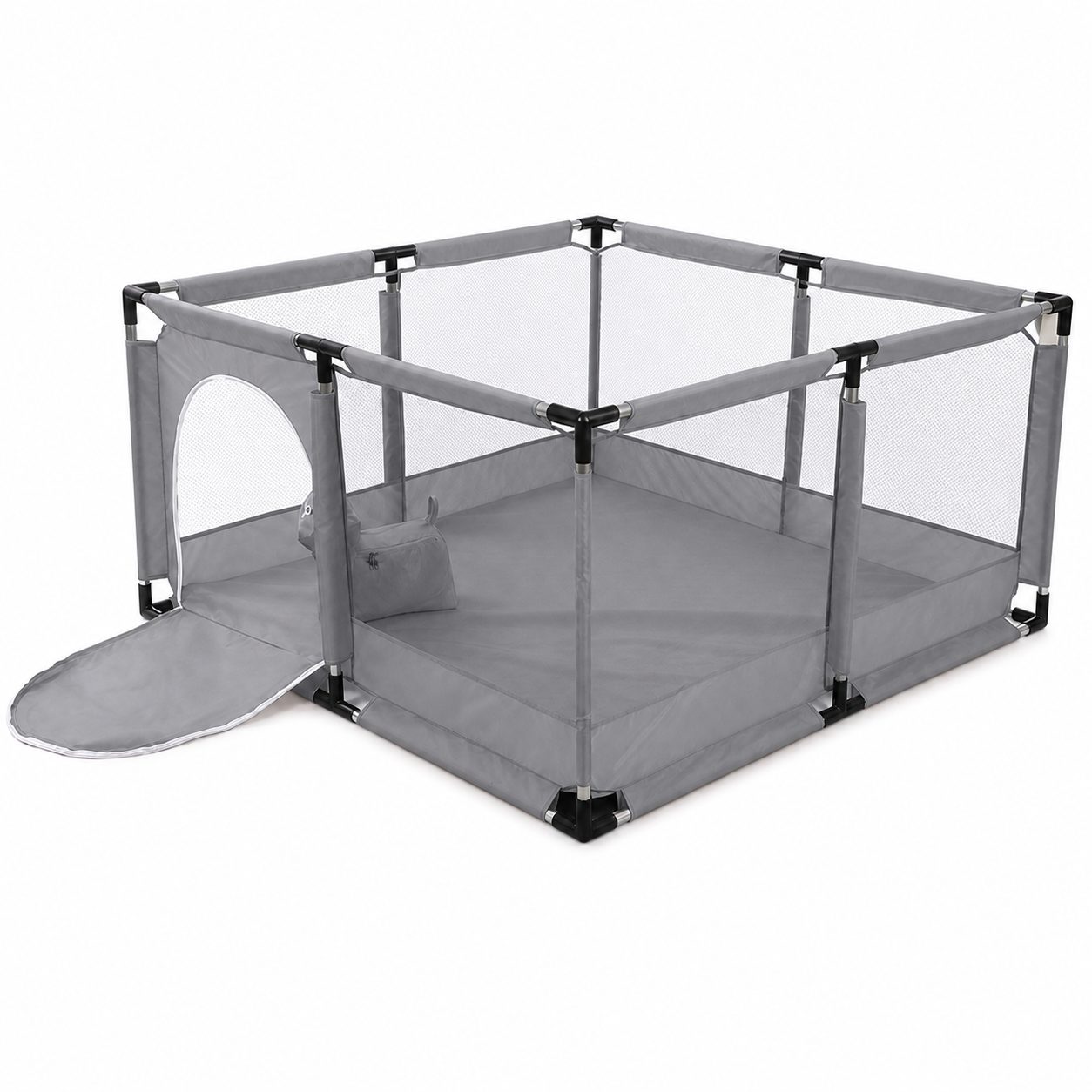 Tarc de Joaca pentru Copii DNT-106, , Model Spatiu Fotbal, 126 x 126 x 65 cm, Structura de Protectie pentru Interior, ABS si Poliester rezistent, Gri