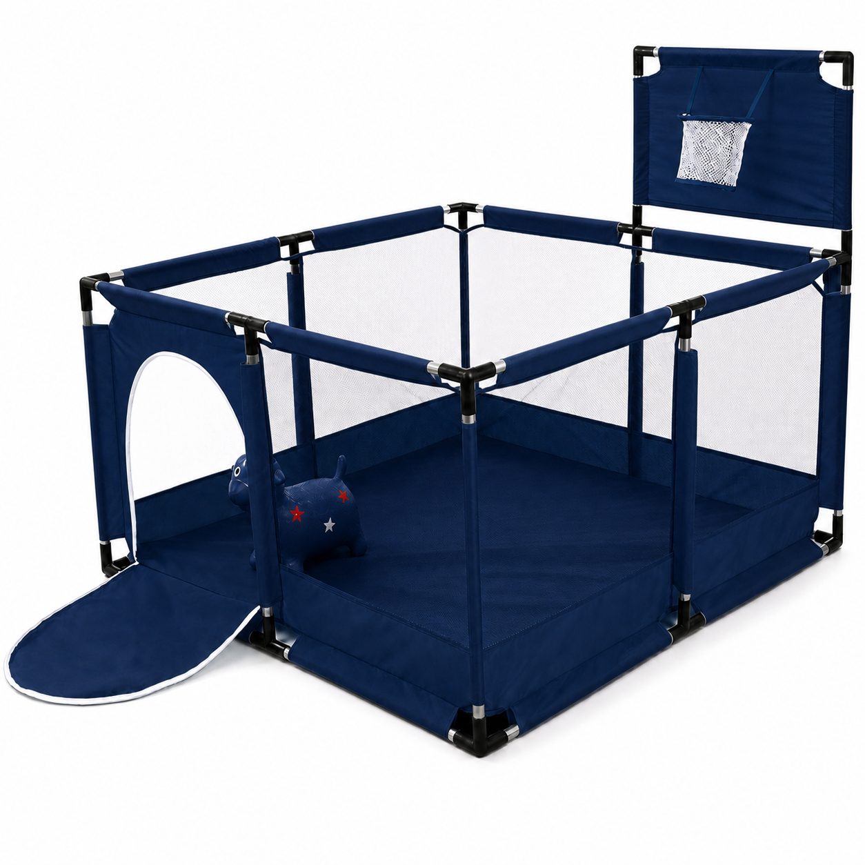 Tarc de Joaca pentru Copii DNT-106, , Model Spatiu Basketball, 126 x 126 x 65 cm, Structura de Protectie pentru Interior, ABS si Poliester rezistent, Albastru marin