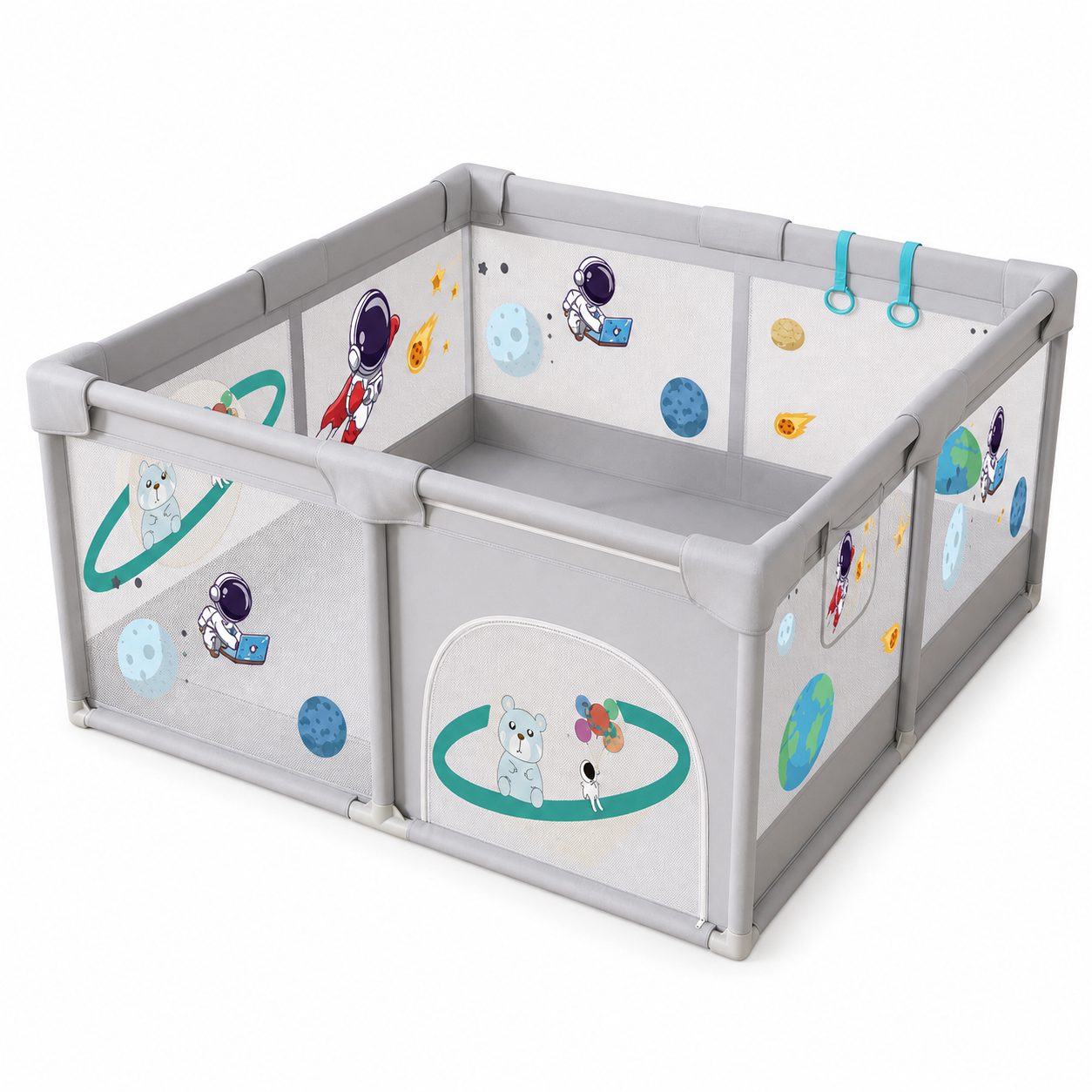 Tarc Spatiu de Joaca pentru Copii DNT-113, , 200 x 150 x 65 cm, Structura de Protectie pentru Interior, ABS si Poliester rezistent, Bej/Gri