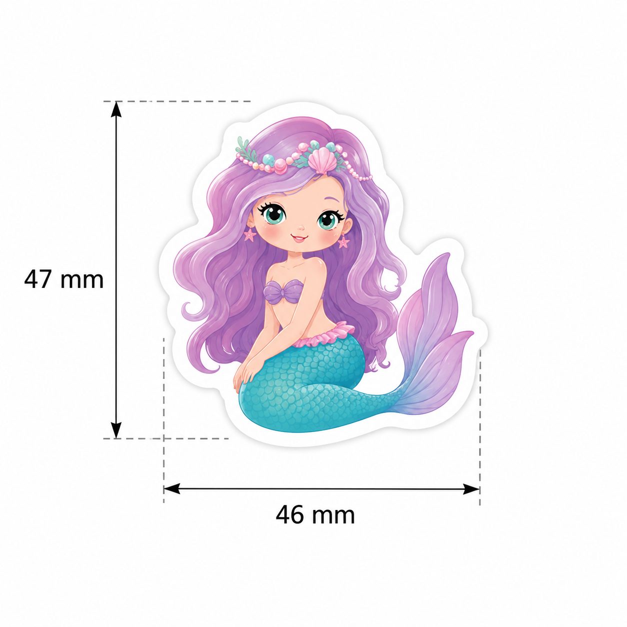 Set 50 Stickere Impermeabile, , Model Sirena, Design Cartoon, Autocolante Decorative, Aproximativ 4.6 x 4.7 cm, Multicolor 3