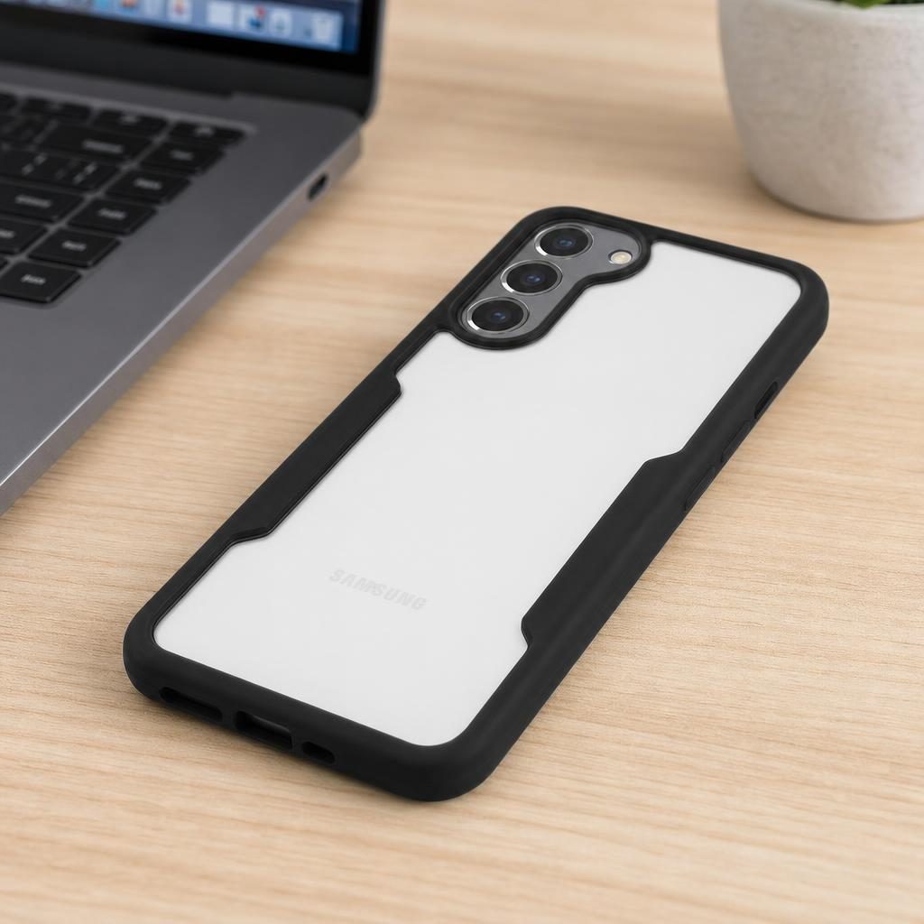 Husa Max Defence pentru Samsung Galaxy S22 Plus, Bumper Negru, Fata Dubla Transparenta, Protectie Antisoc Full 360 ( fata, spate, margini ), Flippy