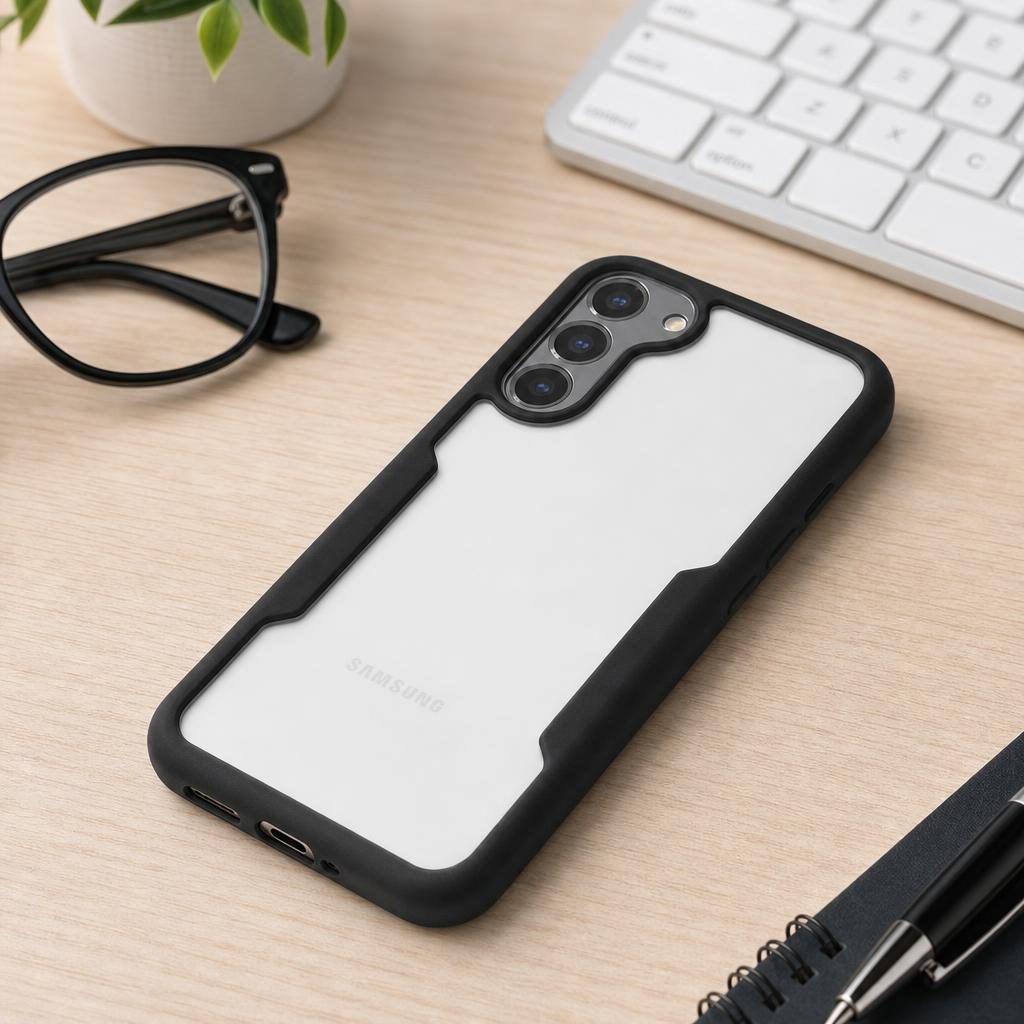Husa Max Defence pentru Samsung Galaxy S22 Plus, Bumper Negru, Fata Dubla Transparenta, Protectie Antisoc Full 360 ( fata, spate, margini ), Flippy