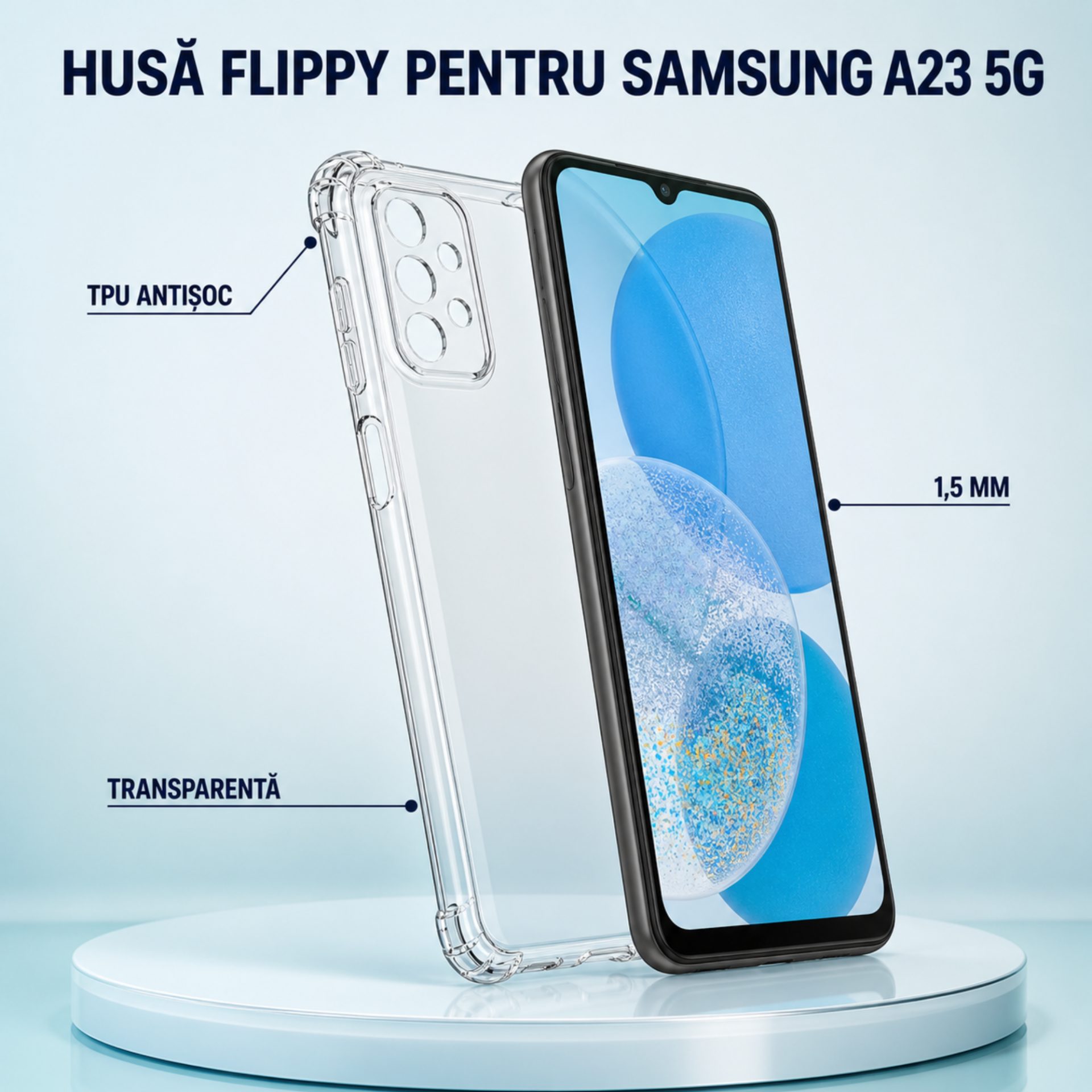 Detaliu decupaje husa protectie Samsung Galaxy A23 5G