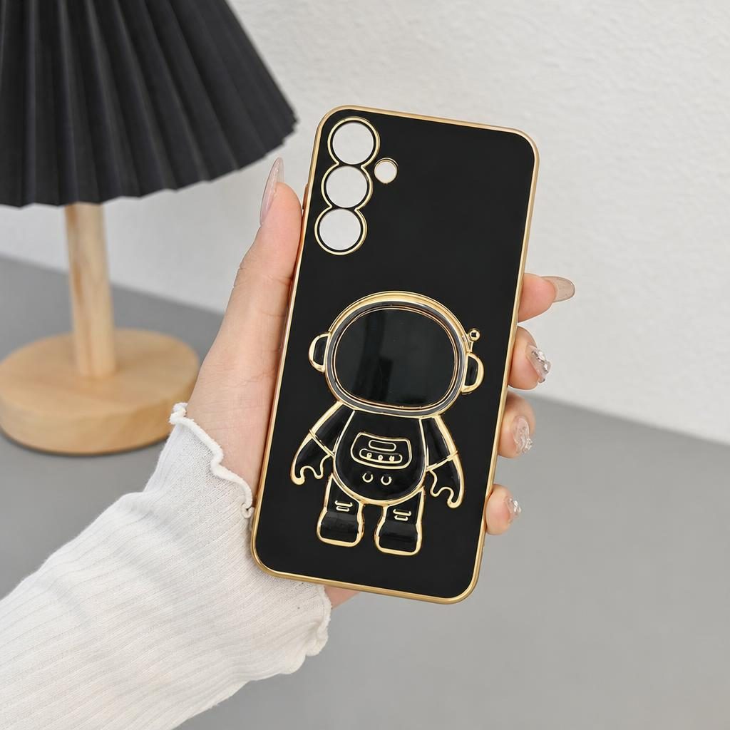 Husa de Protectie 2 in 1, Flippy, Husa de Protectie pentru Samsung Galaxy A15/A15 5G, Model Astronaut cu Suport, din TPU, Negru