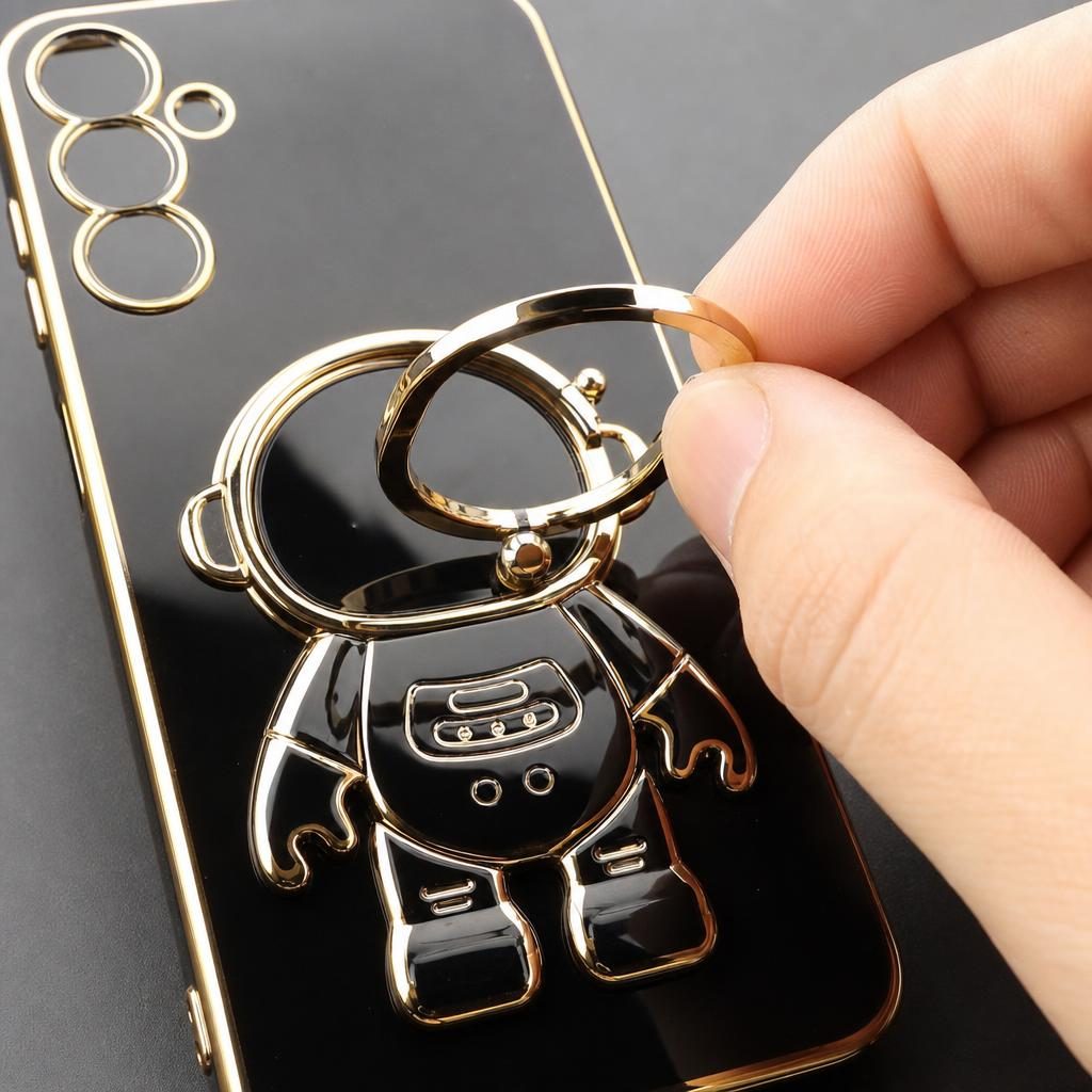 Husa de Protectie 2 in 1, Flippy, Husa de Protectie pentru Samsung Galaxy A15/A15 5G, Model Astronaut cu Suport, din TPU, Negru