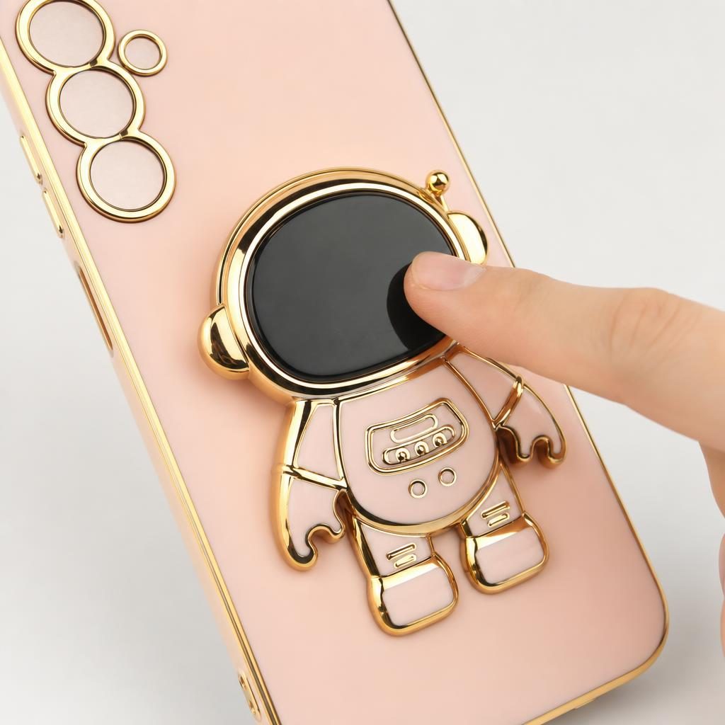 Husa de Protectie 2 in 1, Flippy, Husa de Protectie pentru Samsung Galaxy A15/A15 5G, Model Astronaut cu Suport, din TPU, Roz
