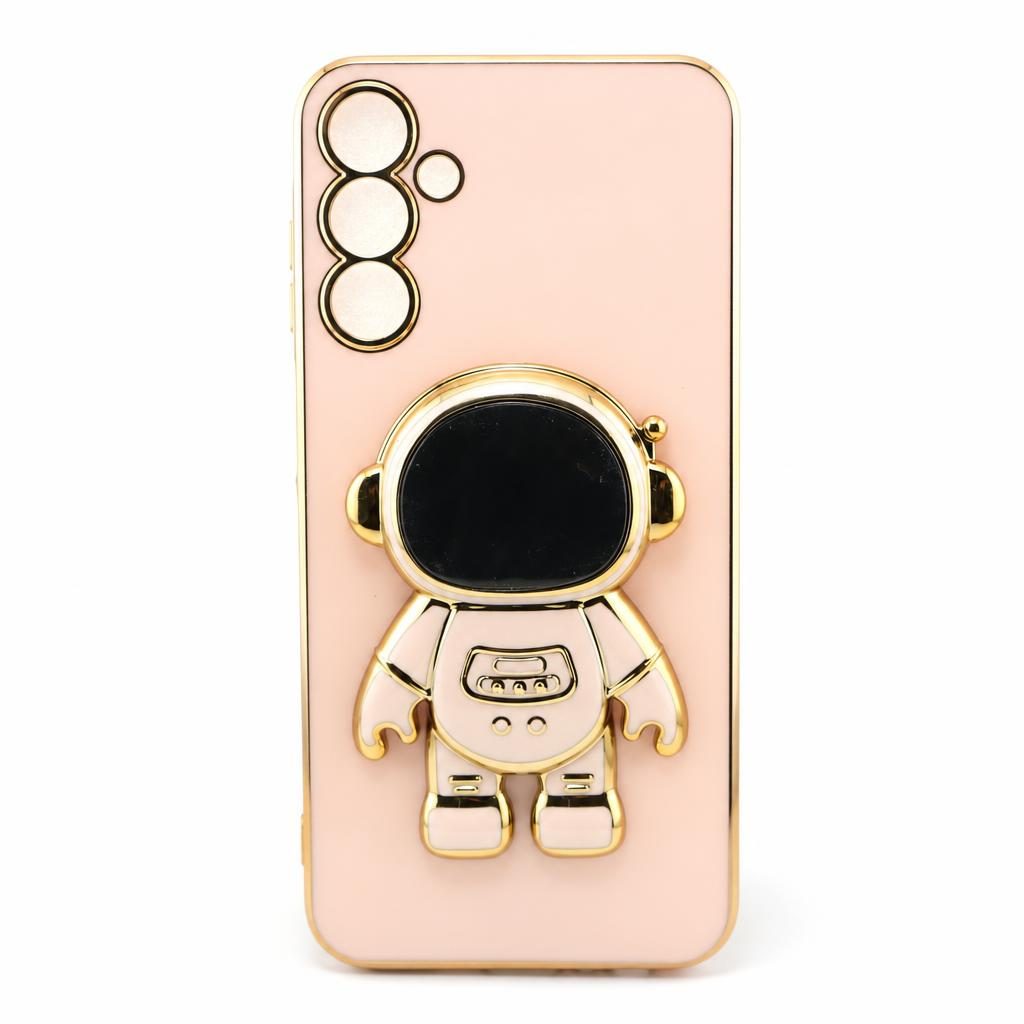 Husa Samsung Galaxy A15, Astronaut Case, protectie camera, functie stand expunere, roz