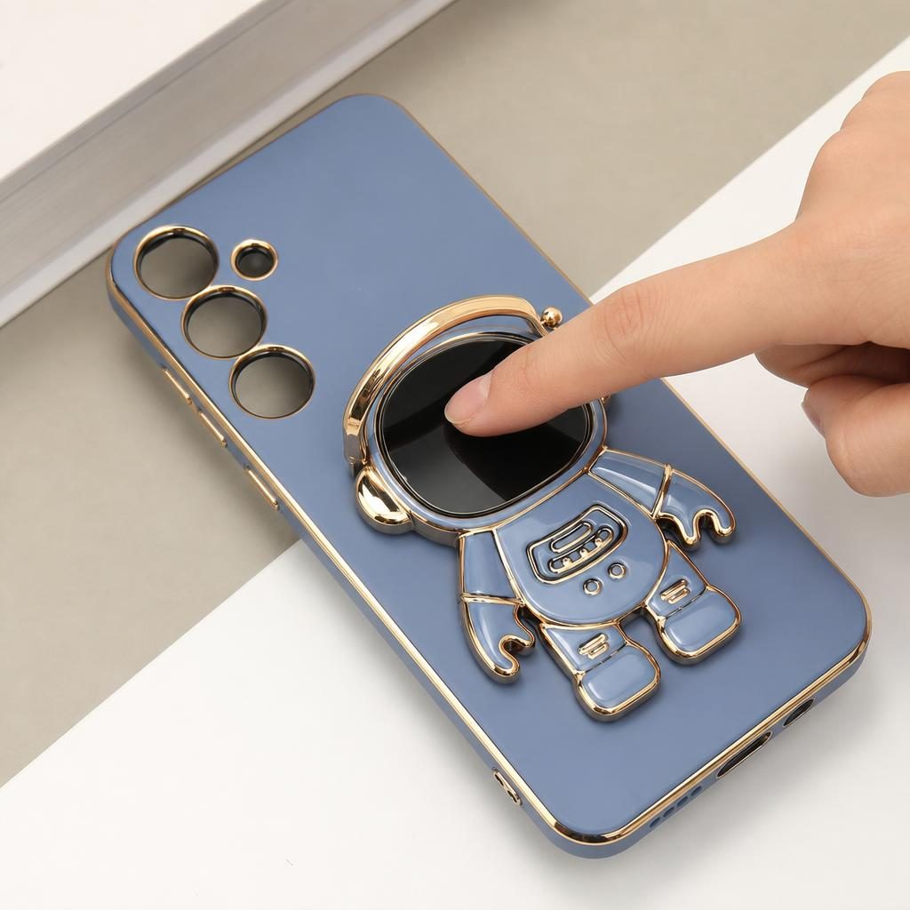 Husa de Protectie 2 in 1, Flippy, Husa de Protectie pentru Samsung Galaxy A15/A15 5G, Model Astronaut cu Suport, din TPU, Albastru