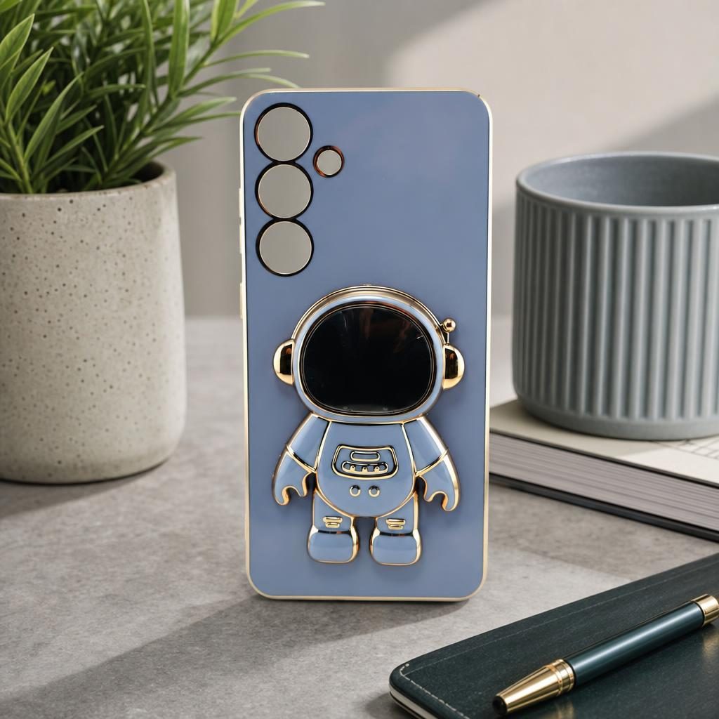Husa de Protectie 2 in 1, Flippy, Husa de Protectie pentru Samsung Galaxy A15/A15 5G, Model Astronaut cu Suport, din TPU, Albastru