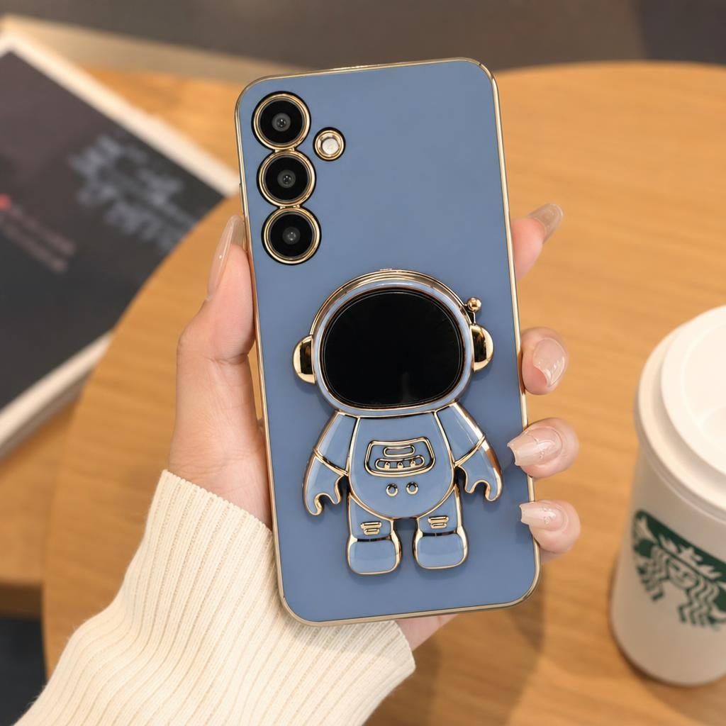 Husa de Protectie 2 in 1, Flippy, Husa de Protectie pentru Samsung Galaxy A15/A15 5G, Model Astronaut cu Suport, din TPU, Albastru