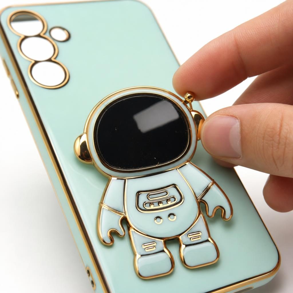 Husa de Protectie 2 in 1, Flippy, Husa de Protectie pentru Samsung Galaxy A15/A15 5G, Model Astronaut cu Suport, din TPU, Verde
