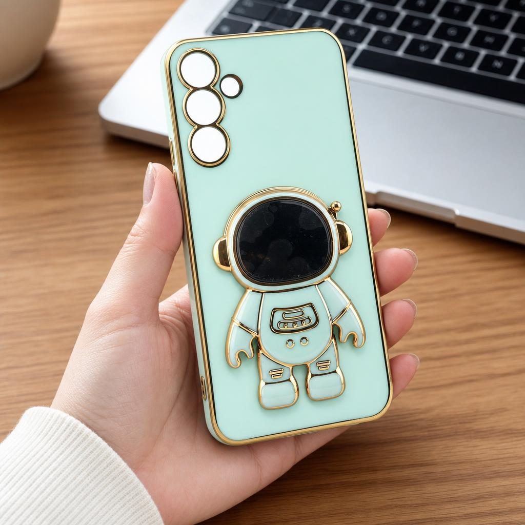 Husa de Protectie 2 in 1, Flippy, Husa de Protectie pentru Samsung Galaxy A15/A15 5G, Model Astronaut cu Suport, din TPU, Verde