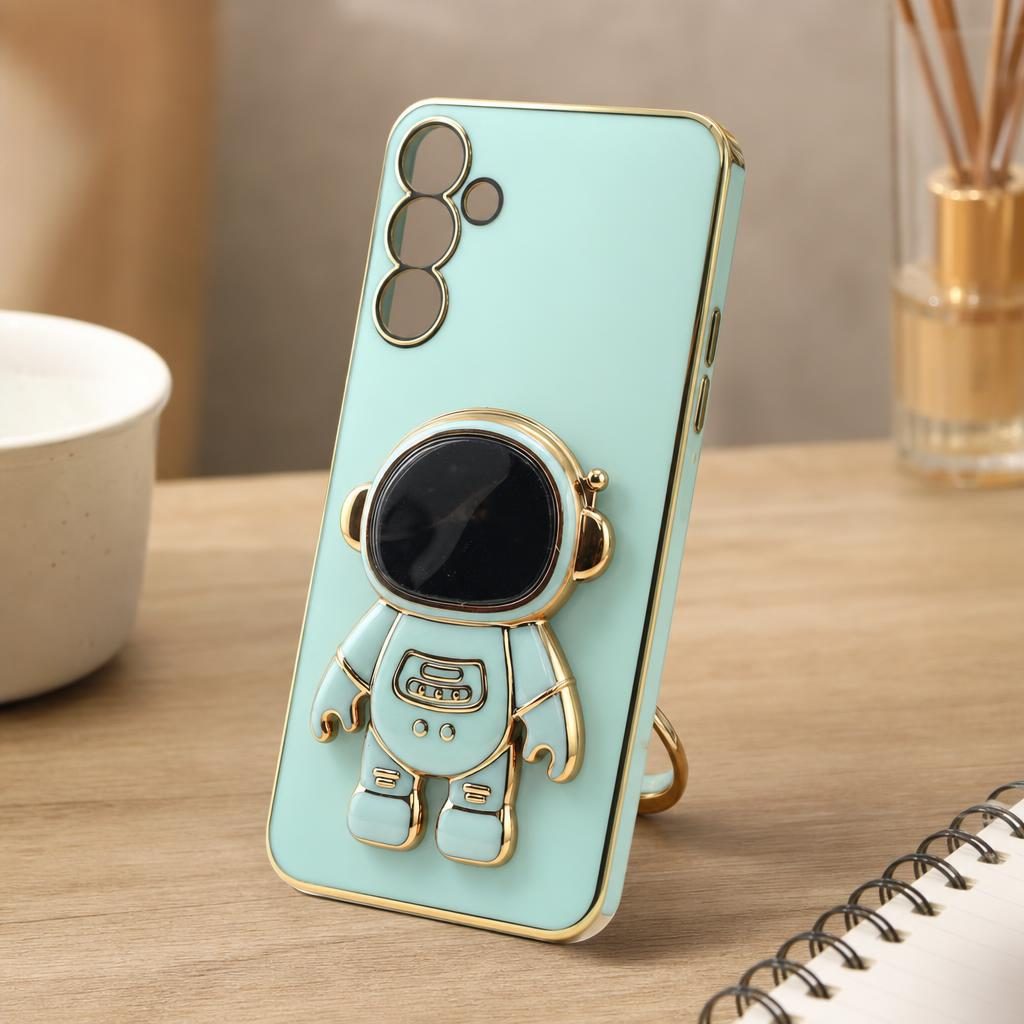 Husa de Protectie 2 in 1, Flippy, Husa de Protectie pentru Samsung Galaxy A15/A15 5G, Model Astronaut cu Suport, din TPU, Verde