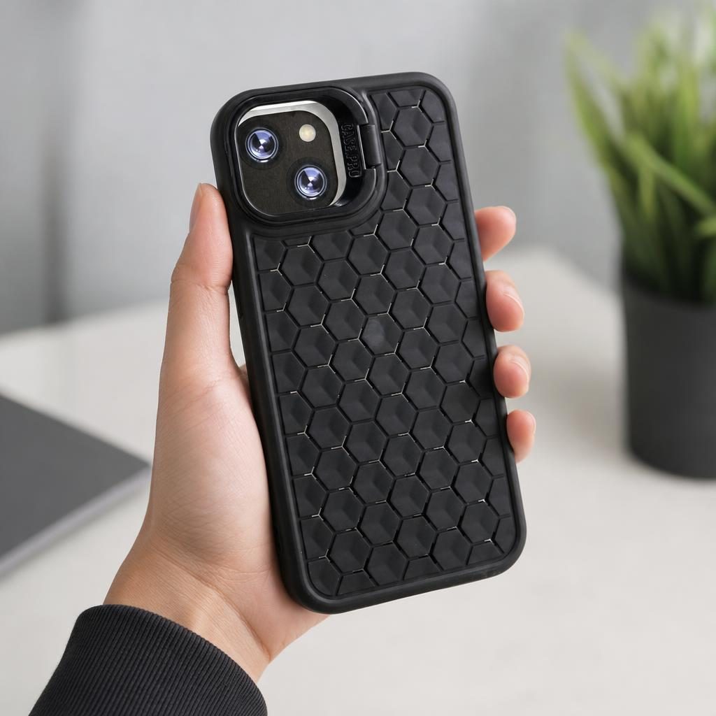 Husa de Protectie TPU, Flippy, pentru Apple iPhone 15, 3D Cube, cu Inel, Protectie Camera, Antisoc, Antizgariere, Antialunecare, Acoperire Completa, Negru