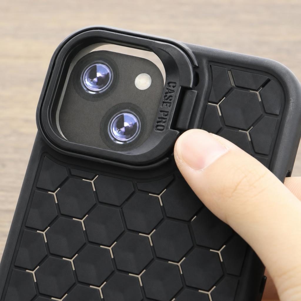 Husa de Protectie TPU, Flippy, pentru Apple iPhone 15, 3D Cube, cu Inel, Protectie Camera, Antisoc, Antizgariere, Antialunecare, Acoperire Completa, Negru