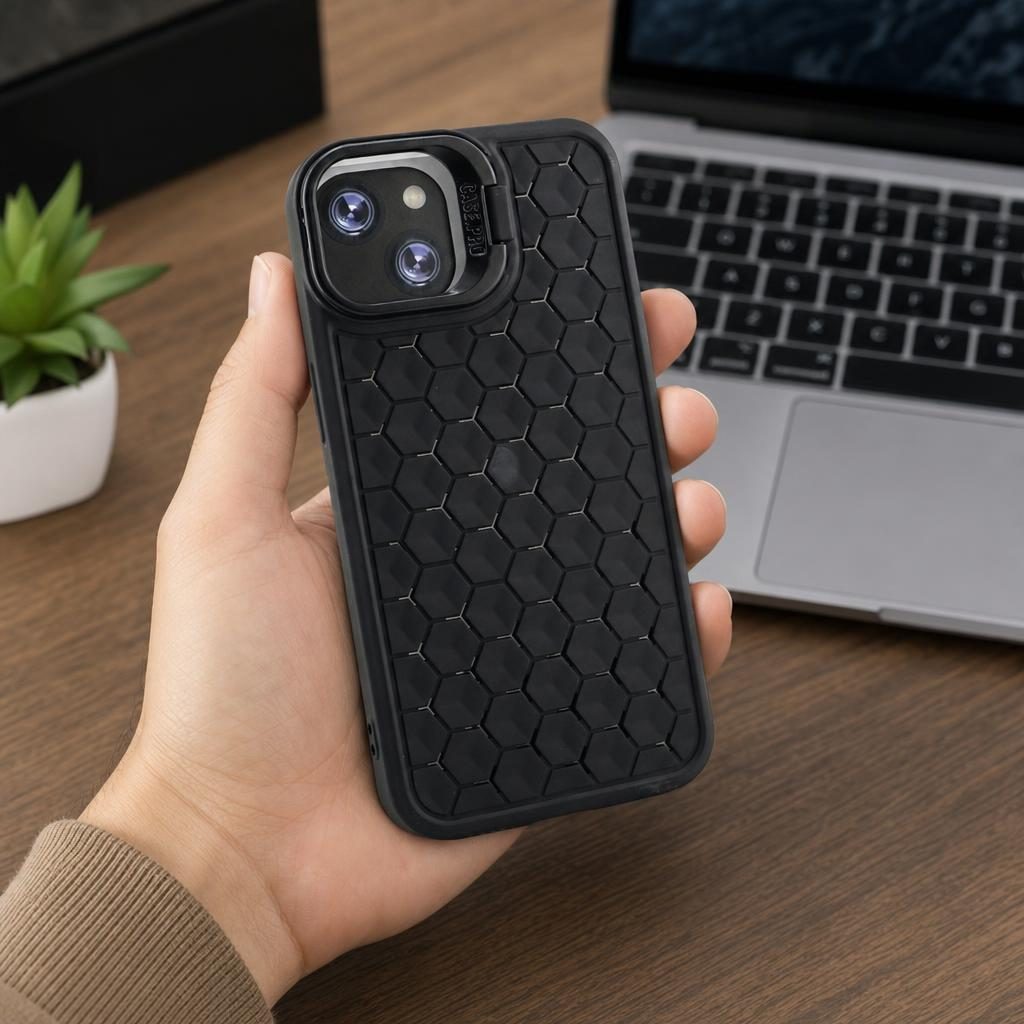 Husa de Protectie TPU, Flippy, pentru Apple iPhone 15, 3D Cube, cu Inel, Protectie Camera, Antisoc, Antizgariere, Antialunecare, Acoperire Completa, Negru