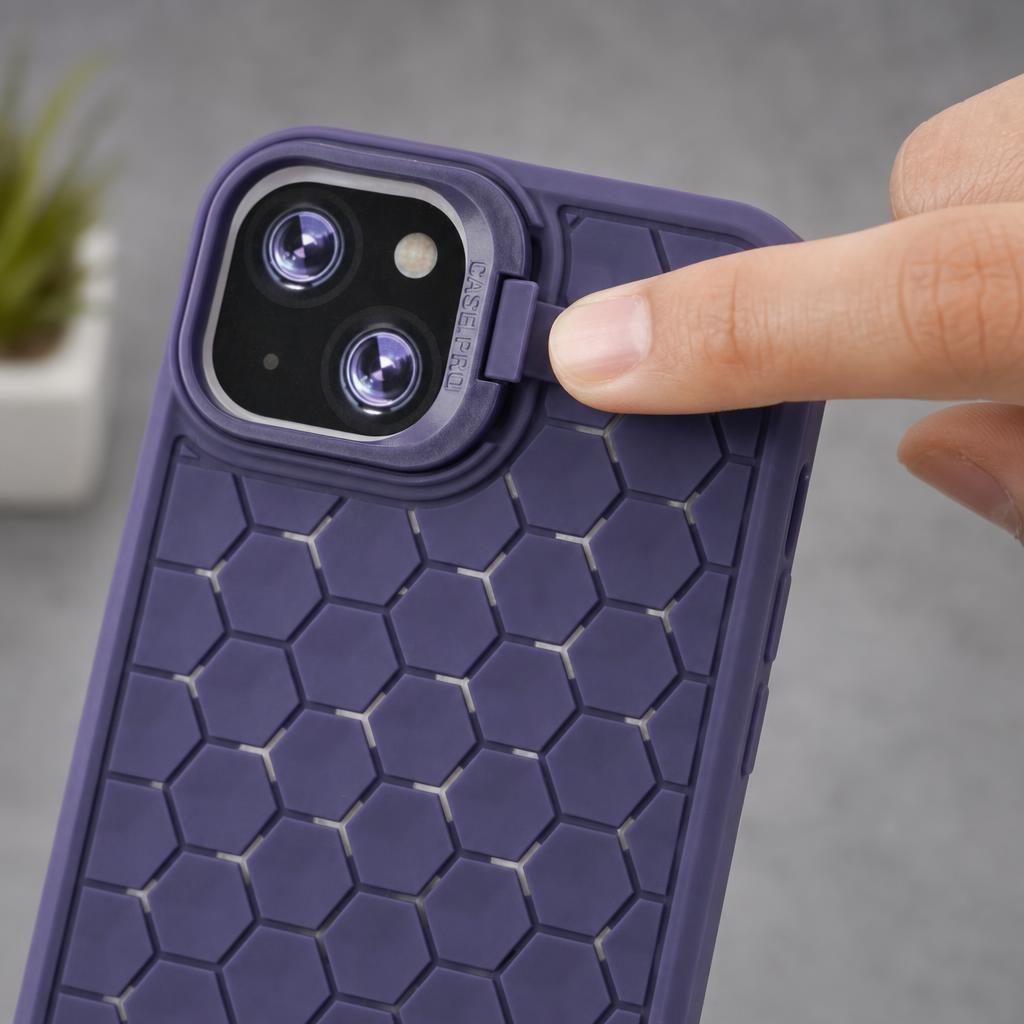 Husa de Protectie TPU, Flippy, pentru Apple iPhone 15 Plus, 3D Cube, cu Inel, Protectie Camera, Antisoc, Antizgariere, Antialunecare, Acoperire Completa, Mov