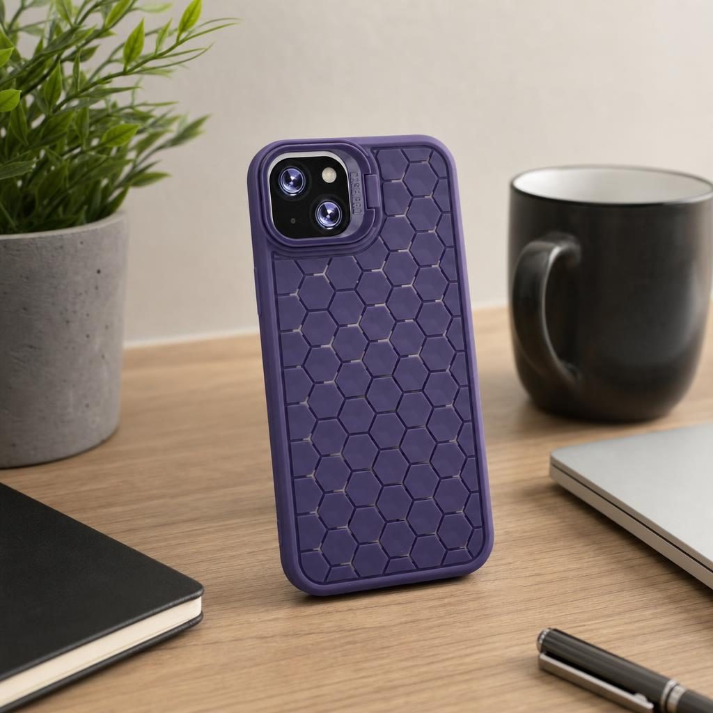Husa de Protectie TPU, Flippy, pentru Apple iPhone 15 Plus, 3D Cube, cu Inel, Protectie Camera, Antisoc, Antizgariere, Antialunecare, Acoperire Completa, Mov