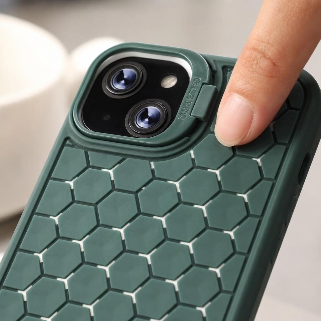 Husa de Protectie TPU, Flippy, pentru Apple iPhone 15 Plus, 3D Cube, cu Inel, Protectie Camera, Antisoc, Antizgariere, Antialunecare, Acoperire Completa, Verde