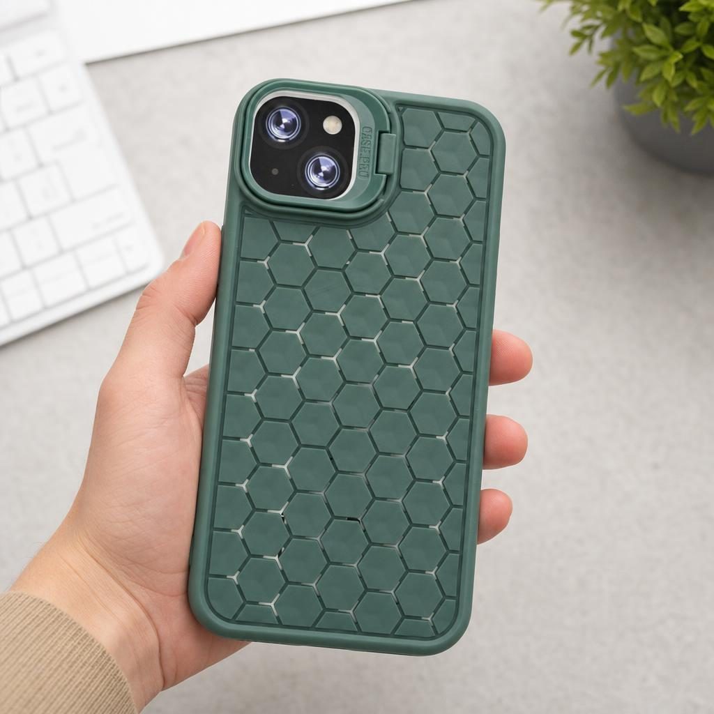 Husa de Protectie TPU, Flippy, pentru Apple iPhone 15 Plus, 3D Cube, cu Inel, Protectie Camera, Antisoc, Antizgariere, Antialunecare, Acoperire Completa, Verde