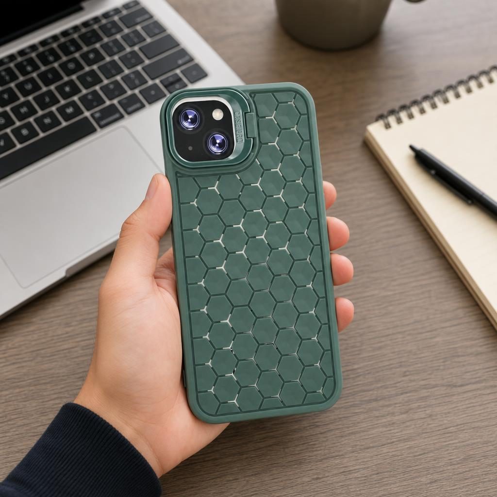 Husa de Protectie TPU, Flippy, pentru Apple iPhone 15 Plus, 3D Cube, cu Inel, Protectie Camera, Antisoc, Antizgariere, Antialunecare, Acoperire Completa, Verde