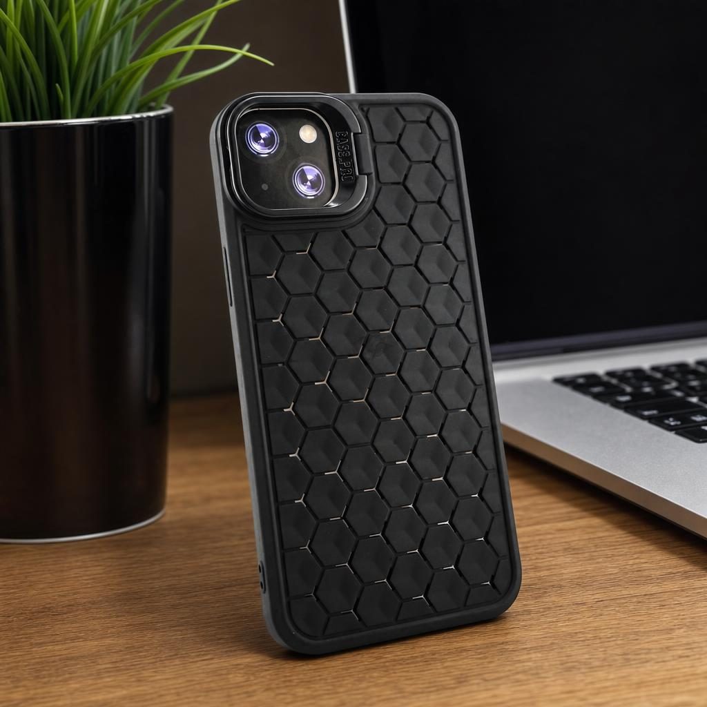 Husa de Protectie TPU, Flippy, pentru Apple iPhone 14 Plus, 3D Cube, cu Inel, Protectie Camera, Antisoc, Antizgariere, Antialunecare, Acoperire Completa, Negru