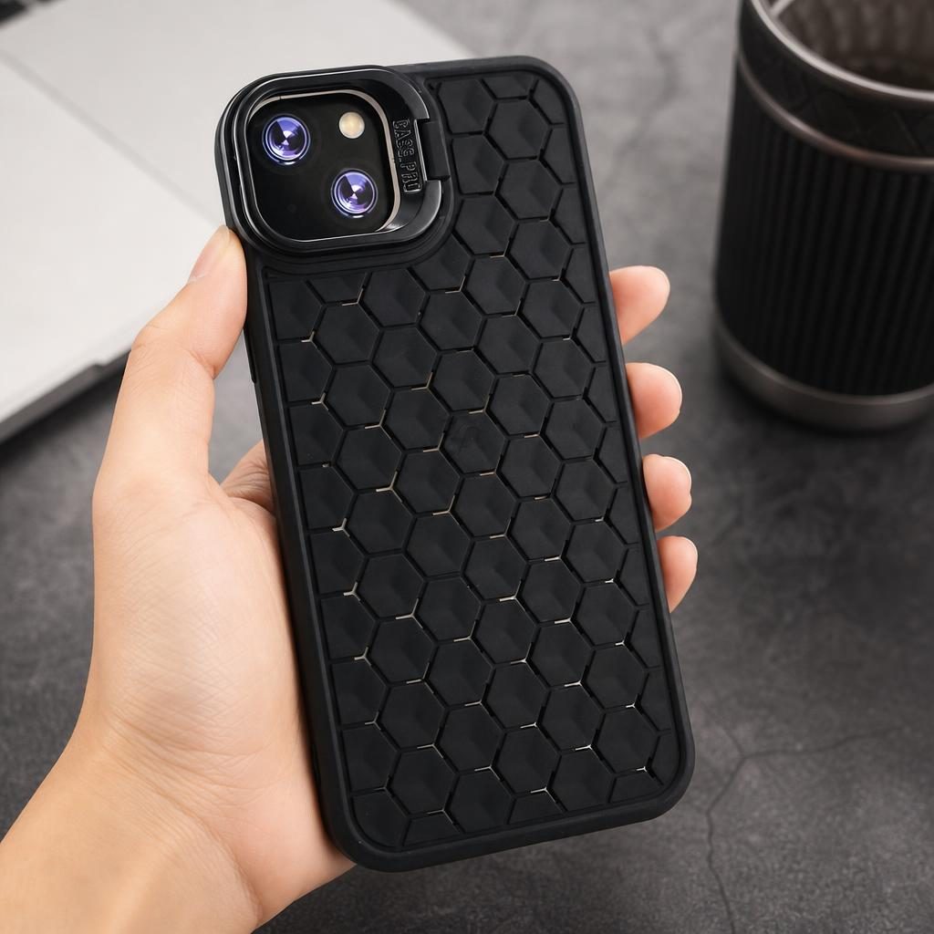 Husa de Protectie TPU, Flippy, pentru Apple iPhone 14 Plus, 3D Cube, cu Inel, Protectie Camera, Antisoc, Antizgariere, Antialunecare, Acoperire Completa, Negru