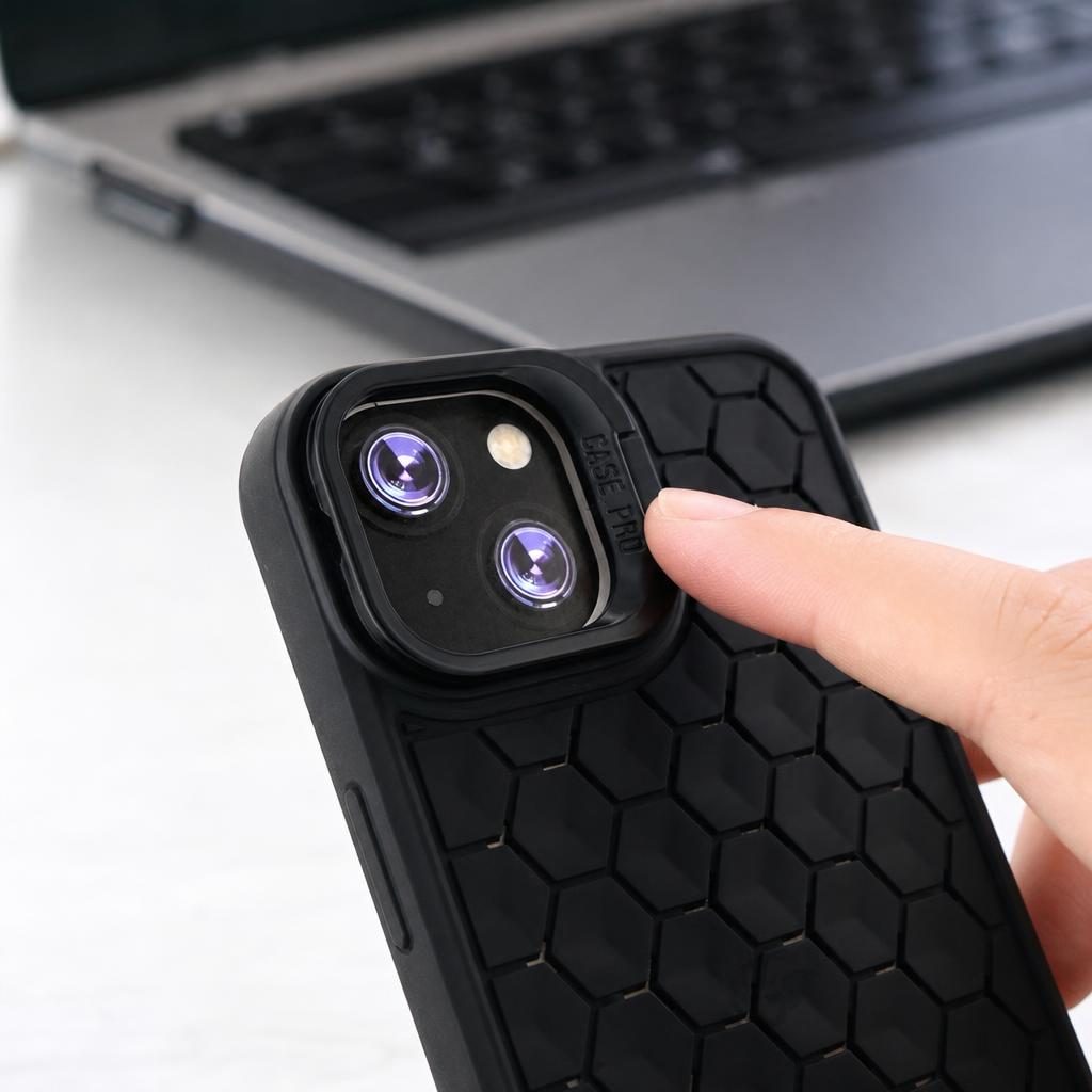 Husa de Protectie TPU, Flippy, pentru Apple iPhone 14 Plus, 3D Cube, cu Inel, Protectie Camera, Antisoc, Antizgariere, Antialunecare, Acoperire Completa, Negru