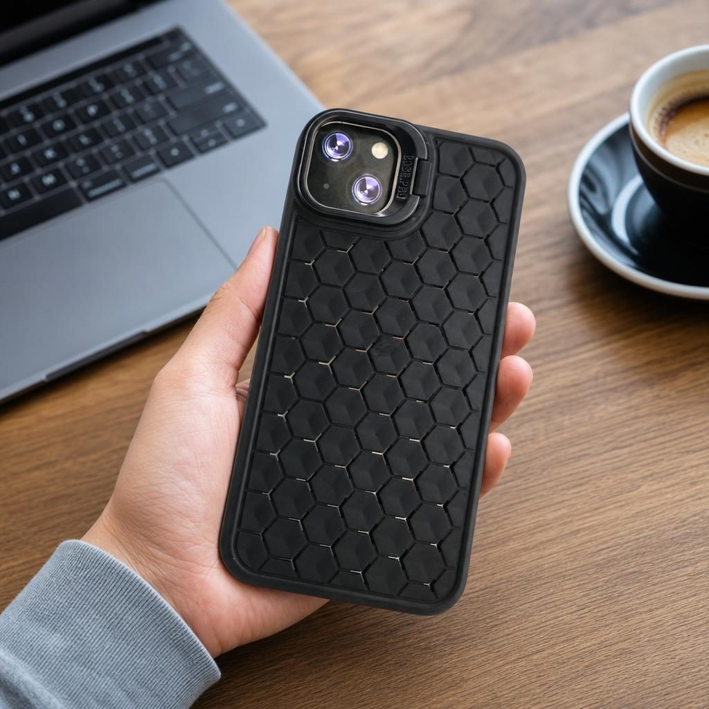 Husa de Protectie TPU, Flippy, pentru Apple iPhone 14 Plus, 3D Cube, cu Inel, Protectie Camera, Antisoc, Antizgariere, Antialunecare, Acoperire Completa, Negru