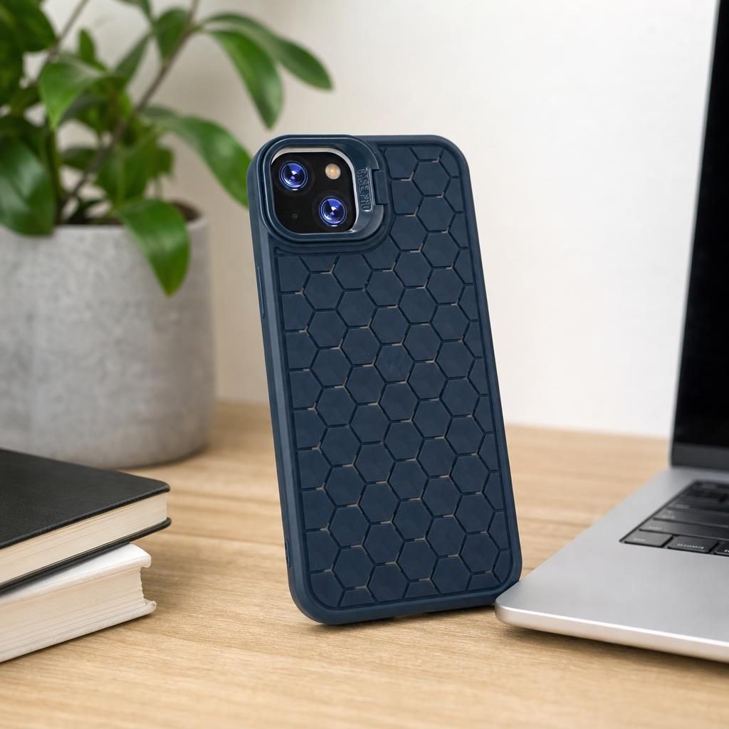 Husa de Protectie TPU, Flippy, pentru Apple iPhone 14 Plus, 3D Cube, cu Inel, Protectie Camera, Antisoc, Antizgariere, Antialunecare, Acoperire Completa, Albastru