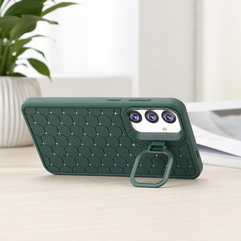 Husa de Protectie TPU, Flippy, pentru Samsung Galaxy S24 Plus, 3D Cube, cu Inel, Protectie Camera, Antisoc, Antizgariere, Antialunecare, Acoperire Completa, Verde
