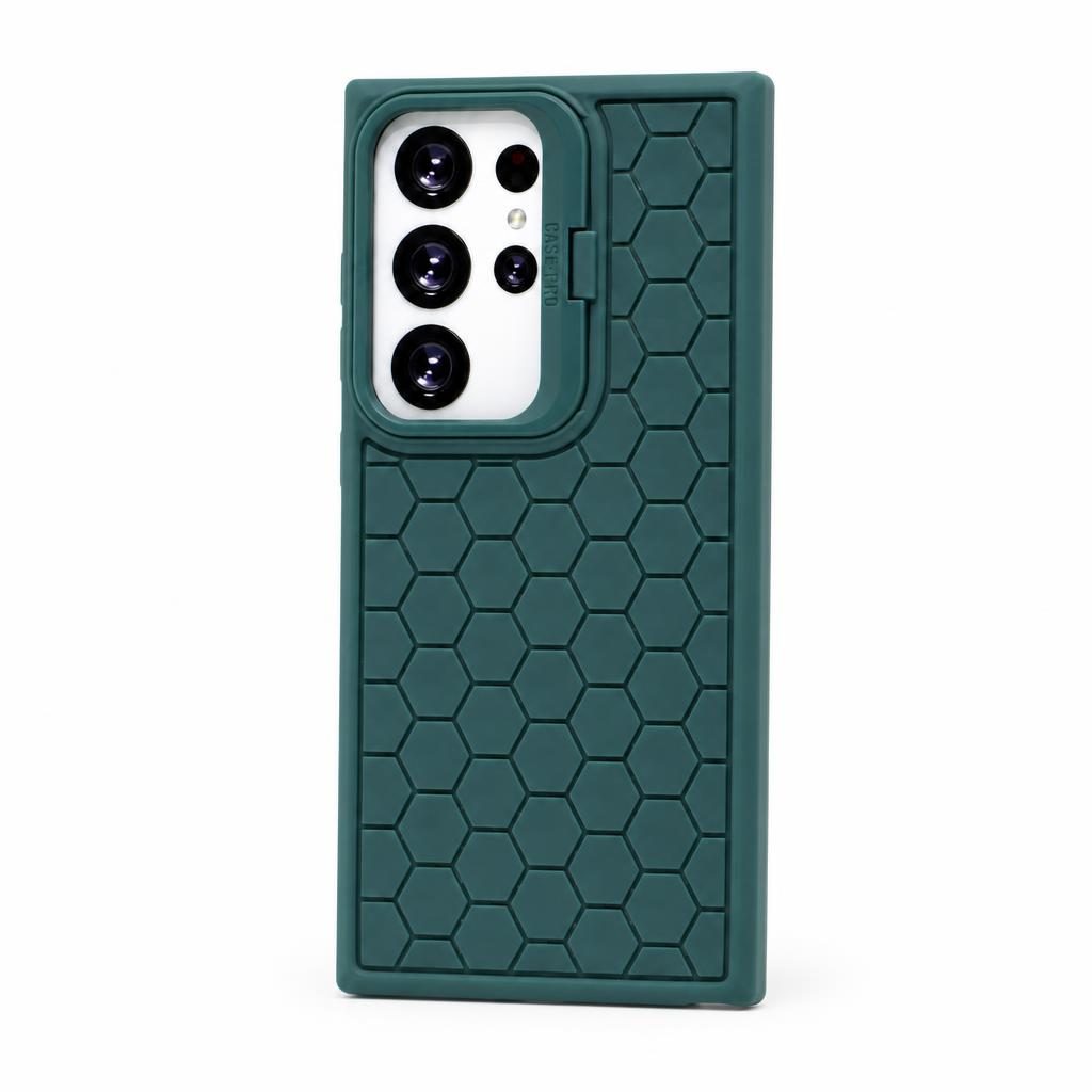 Husa Samsung Galaxy S24 Ultra, HoneyComb Bracket, functie stand, verde