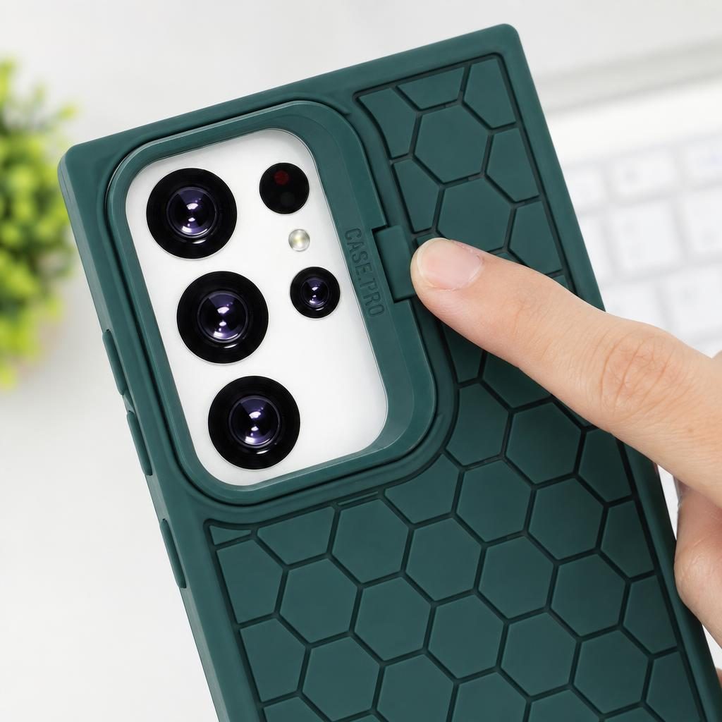 Husa de Protectie TPU, Flippy, pentru Samsung Galaxy S24 Ultra, 3D Cube, cu Inel, Protectie Camera, Antisoc, Antizgariere, Antialunecare, Acoperire Completa, Verde