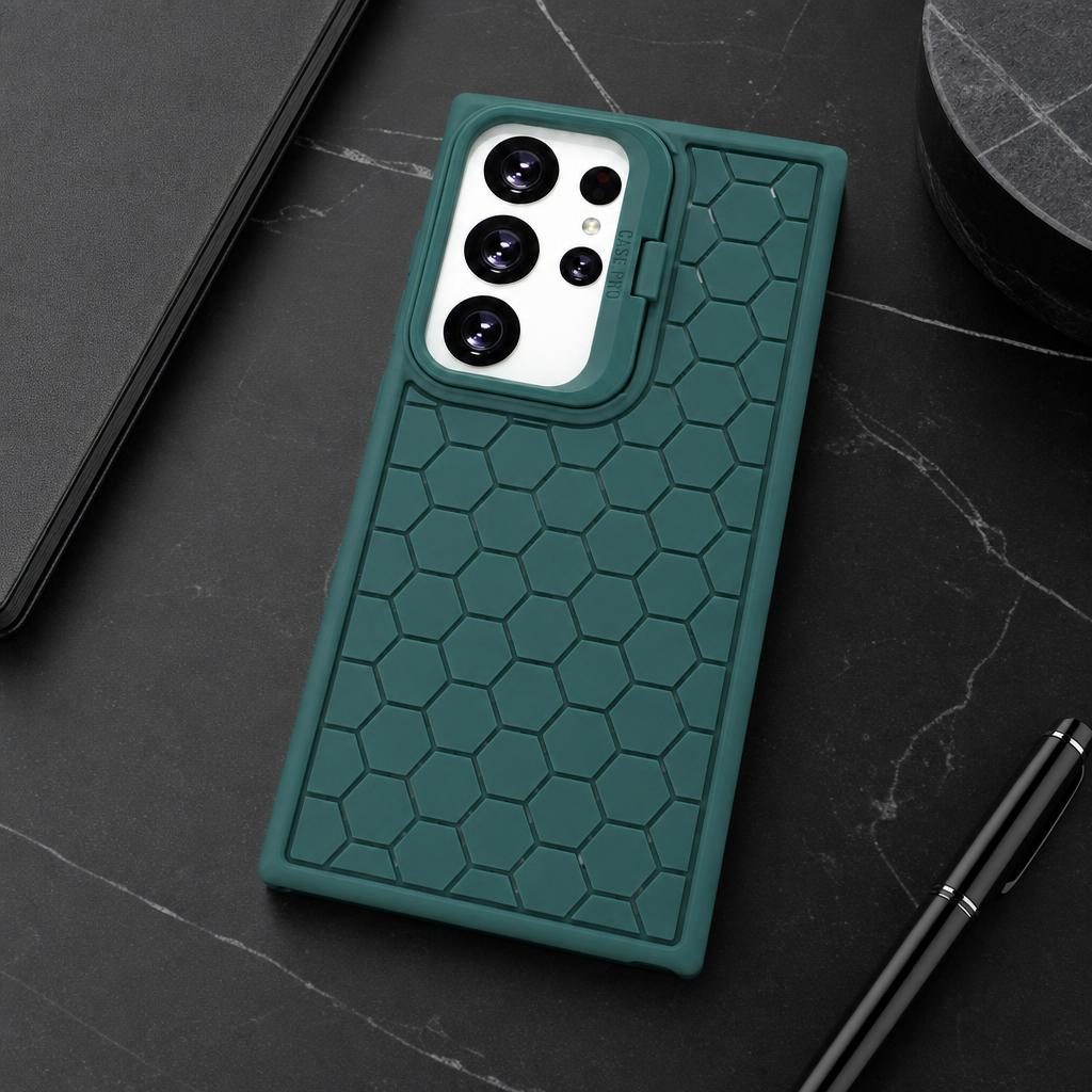 Husa de Protectie TPU, Flippy, pentru Samsung Galaxy S24 Ultra, 3D Cube, cu Inel, Protectie Camera, Antisoc, Antizgariere, Antialunecare, Acoperire Completa, Verde