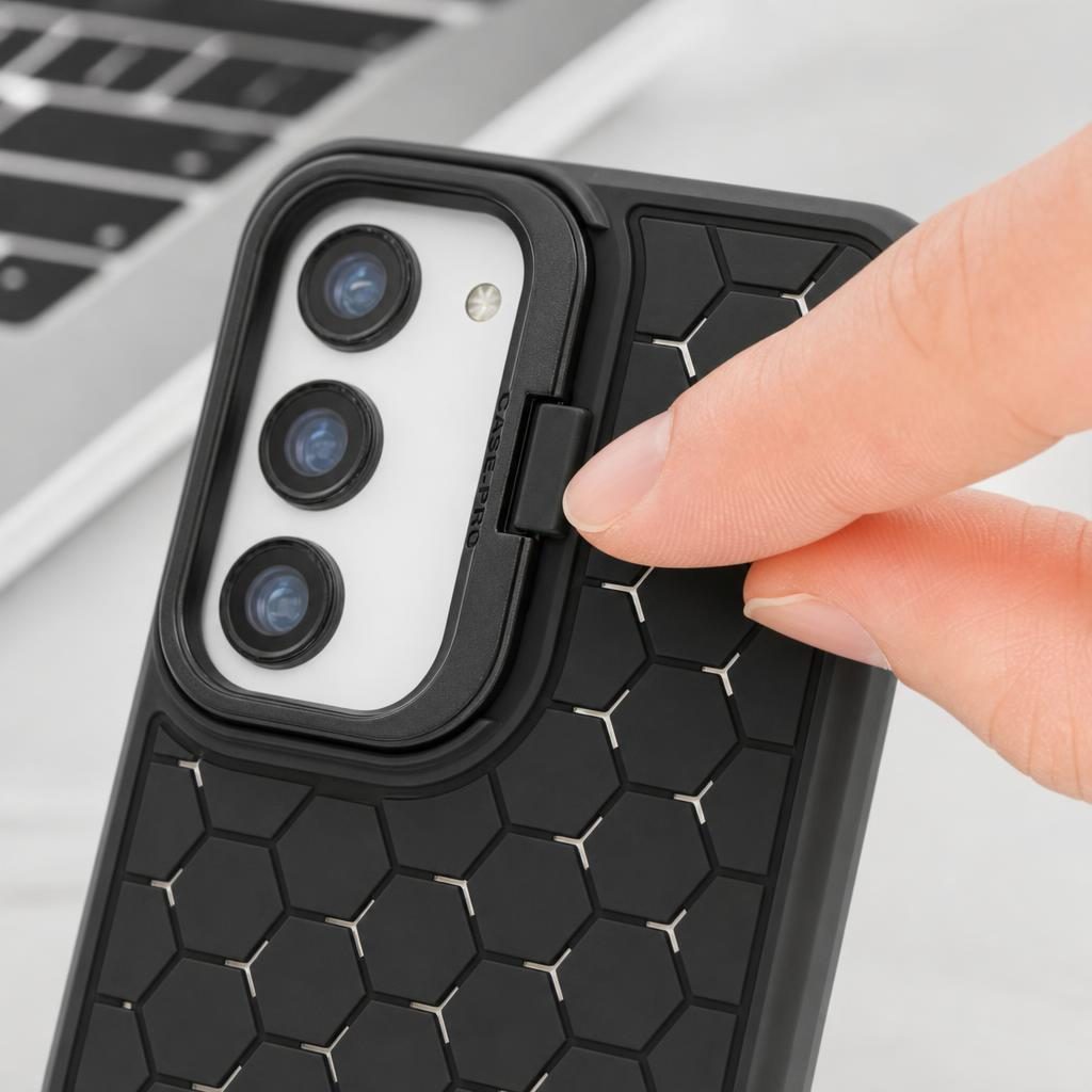 Husa de Protectie TPU, Flippy, pentru Samsung Galaxy S23, 3D Cube, cu Inel, Protectie Camera, Antisoc, Antizgariere, Antialunecare, Acoperire Completa, Negru