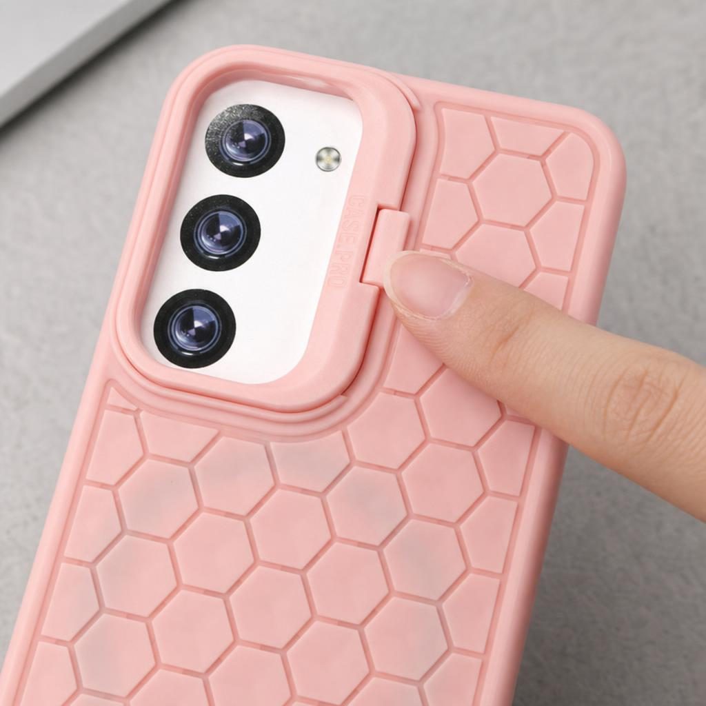 Husa de Protectie TPU, Flippy, pentru Samsung Galaxy S23, 3D Cube, cu Inel, Protectie Camera, Antisoc, Antizgariere, Antialunecare, Acoperire Completa, Roz